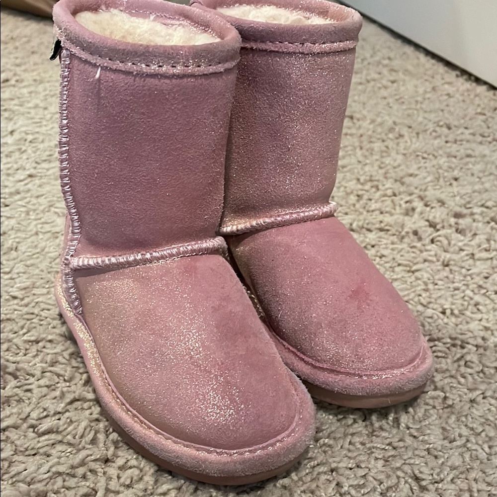 Pink Shearling-Lined Boots